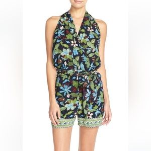 Tory Burch Wrap Romper, M, 100% Rayon, excellent used condition. Belt! Pockets!